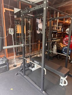 Titan T-2 Squat Cage  with Pulley Attachment - Economical and Space Saving