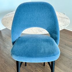 Knoll Saarinen Executive Bar Stool – Marina Velvet Fabric, Ebonized Walnut Legs (1)