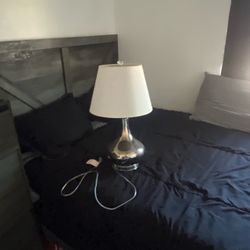 Table Lamp with Chrome Base and White Shade