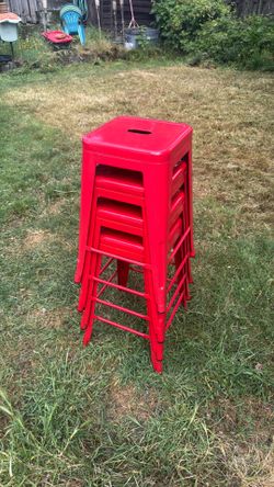 Red Metal barstools - set of four