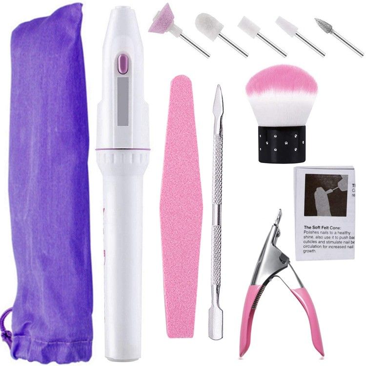 Dorakitten Electric Nail Drill Kit,Nail Polishing Tools With 5 Pieces Changeable Drills and Sand Bands,Nail File Machine with Cuticle Pusher and Cutte