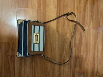 Striped Crossbody Bag With Brown Trim