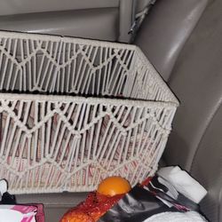 Yarn.wood basket decor cute 4 bathroom
