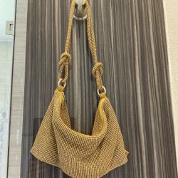 2023 Women Evening Clutch Bag Hobo Crystal Gold Purse ($300 Retail)