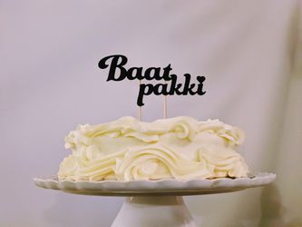Baat Pakki Cake Topper, Faux Leather Cake Topper