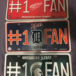 #1 FAN Red Wings, Detroit Tigers or Michigan State Spartans License Plate
