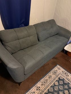 Gray Tufted Fabric Sofa