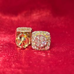 10k Yellow Gold Diamond Square Earrings 5/8 ctw