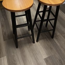 Black and Tan Wooden Barstool Set 29in tall and seat is 13in dia