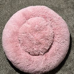 Pink Fur Donut Shaped Pet  Bed