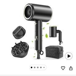 Hair Dryer, 150000RPM Ionic Blow Dryer - Fast Drying, Low Noise, Foldable Portable with Diffuser and Nozzle, Compact Mini for Women and Men, Home and 