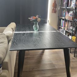 Black Rectangular Wooden Dining Table