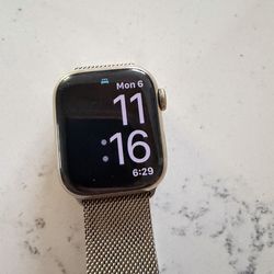 Apple Watch Series 7 [GPS + Cellular 41mm] Smart Watch w/Gold Stainless Steel Case with Gold Milanese Loop