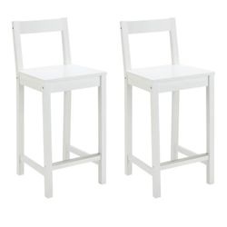 Bar Stool with Backrest White Set of 2 bar stools