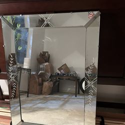 1950’s Vintage Etched Glass Mirror 