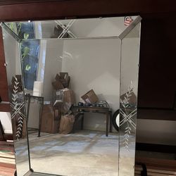 1950’s Vintage Etched Glass Mirror 