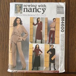 McCalls Sewing Pattern Nancy Zieman M4600 8-22 Jacket Dress Pants Skirt Top Cowl