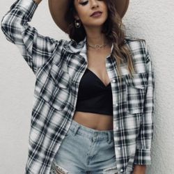 Green Plaid Oversized Shirt