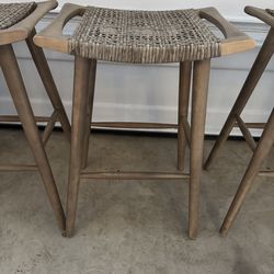 Woven wooden barstools -6x
