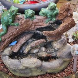 Frog Water Fountain, Three Levels Of Water And a Light. 