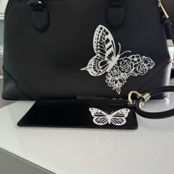One Of A Kind Bag And Wallwet With Butterfly Design