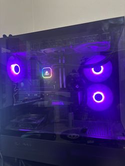 Custom RGB Gaming PC Desktop with monitor and keyboard