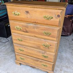 Solid Pine 5-Drawer Rustic Style Dresser