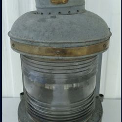 Antique Maritime Lantern Galvanized Metal Glass Railroad Style A Ward Hendrickson Navigation Light