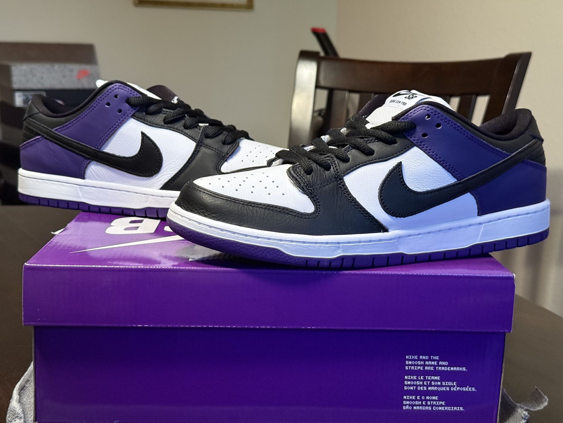 Size 11.5 Nike SB Dunk Low Pro “Court Purple”
