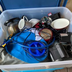 Bin Of Camping Gear In Excellent Condition 