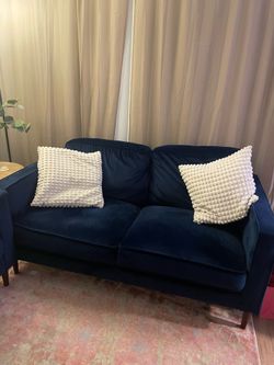 Blue velvet couch