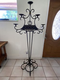 Vintage 66”  High Spanish style  Wrought Iron Floor Can