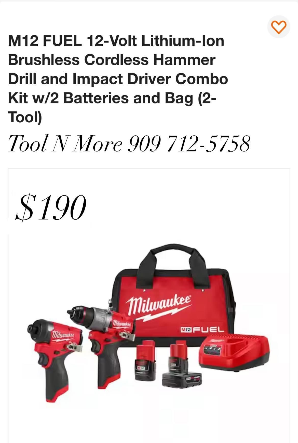 Milwaukee M12 Hammer Drill And Impact Kir Financing Avaliable