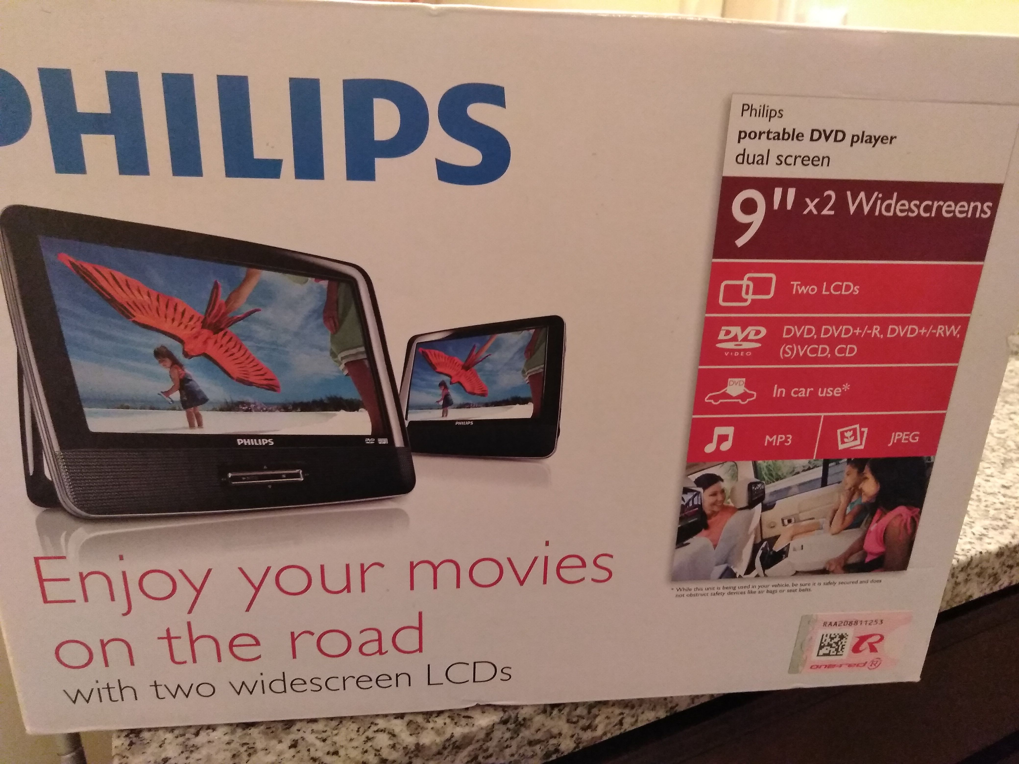 PHILIPS PORTABLE DVD PLAYER DUAL SCREEN 9"