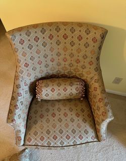 Pair of Elegant Upholstered Accent Chairs with Matching Bolster Pillows