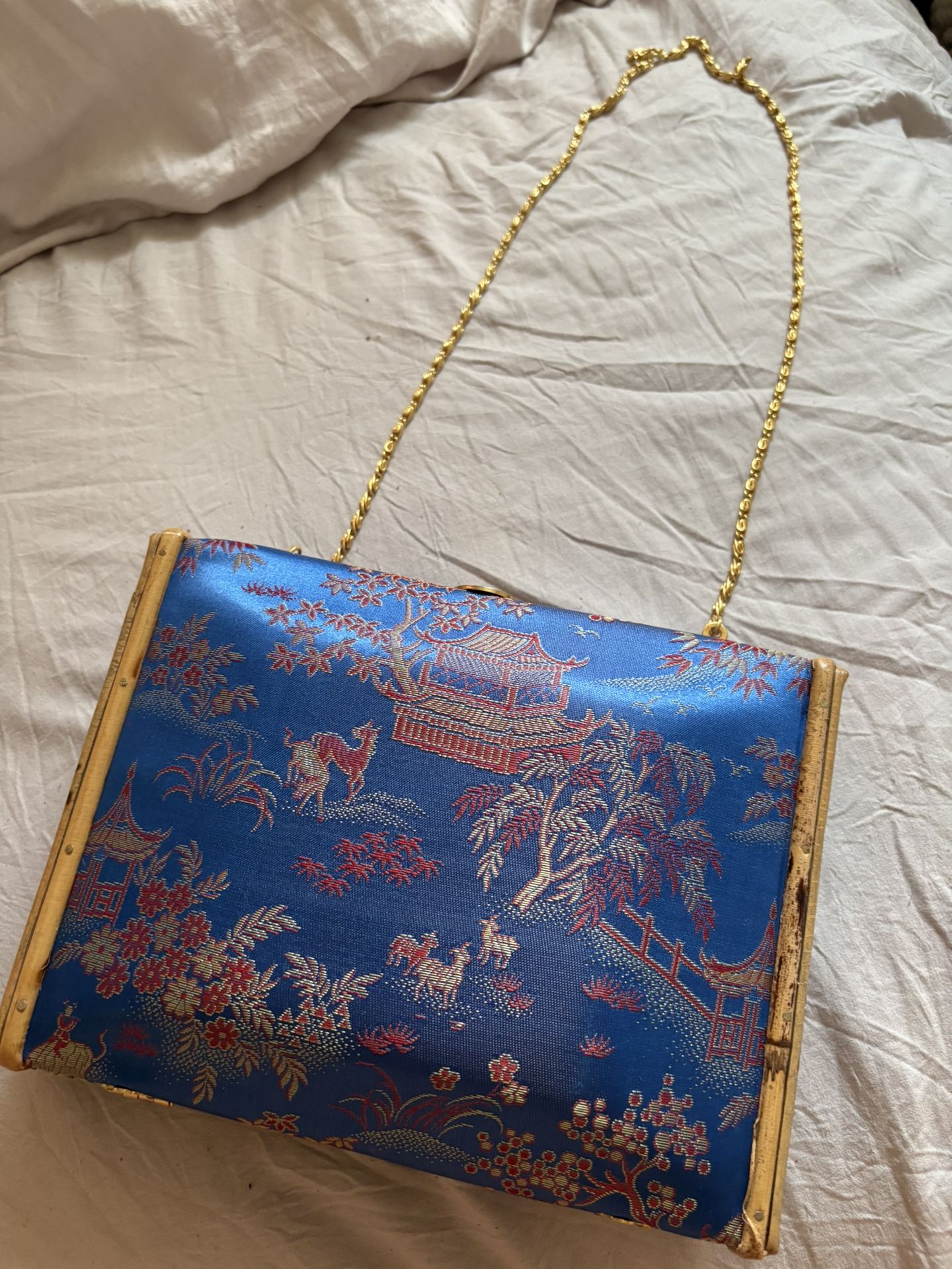 Vintage Oriental Bamboo Clutch Purse