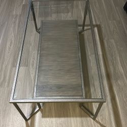 Glass Coffee Table with Surface Underneath 