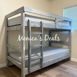 Solid Wood Twin/Twin Bunk Bed With Both Mattresses $600