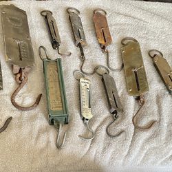 Collection Of Old Hanging Scales With Dates From 1867 And Later