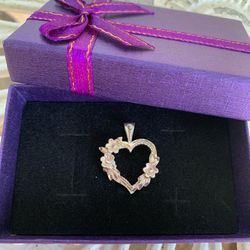 925 Sterling Silver Open Floral Heart Pendant