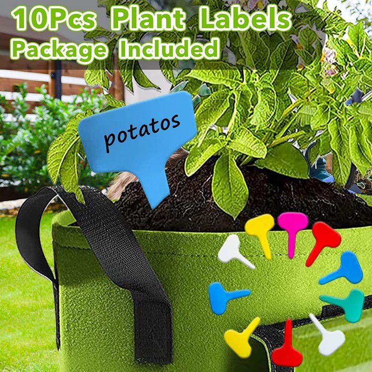 5 Packs 10 Gallon Potato Growing Bags, 400G Heavy Duty Fabric Potato Grow Bags with Flap and Sturdy Handle, Garden Plant Grow Bags for Growing Tomato,