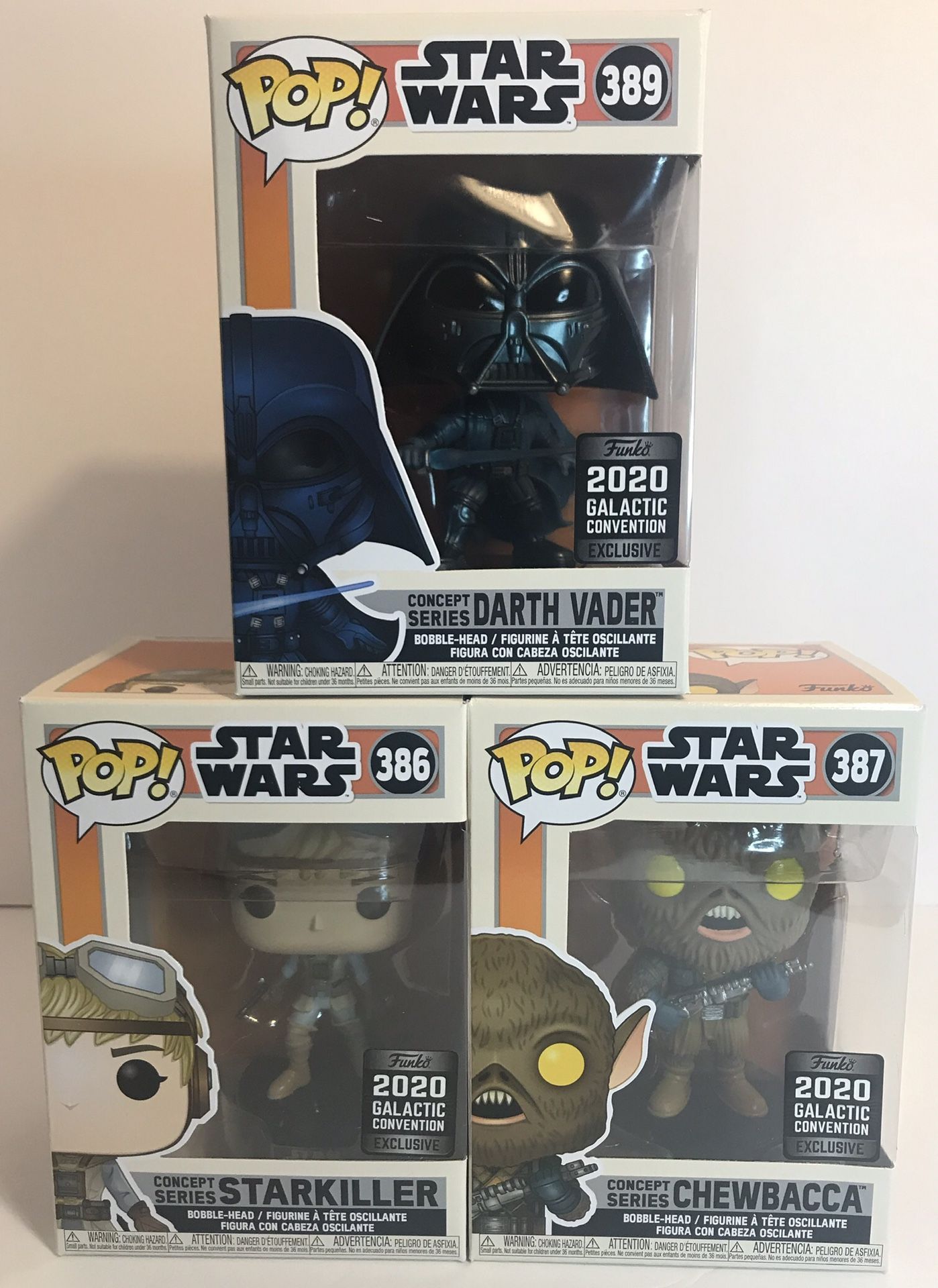 Funko Concept Series StarKiller, Darth Vader, Chewbacca Galactic Convention