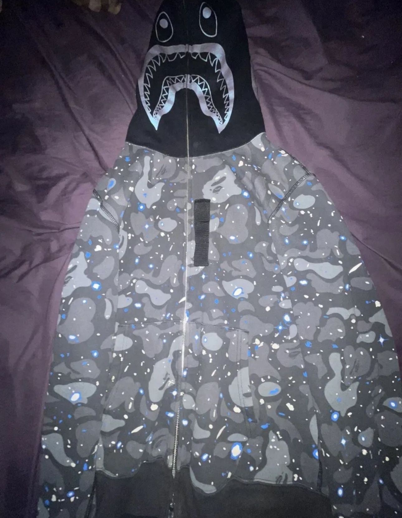 Bape Space Camo Shark Full Zip Hoodie Size Large RARE
