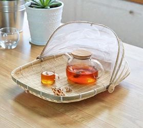 Handwoven Covered Picnic & Storage Basket