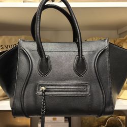 Large Black Satchel Tote Handbag