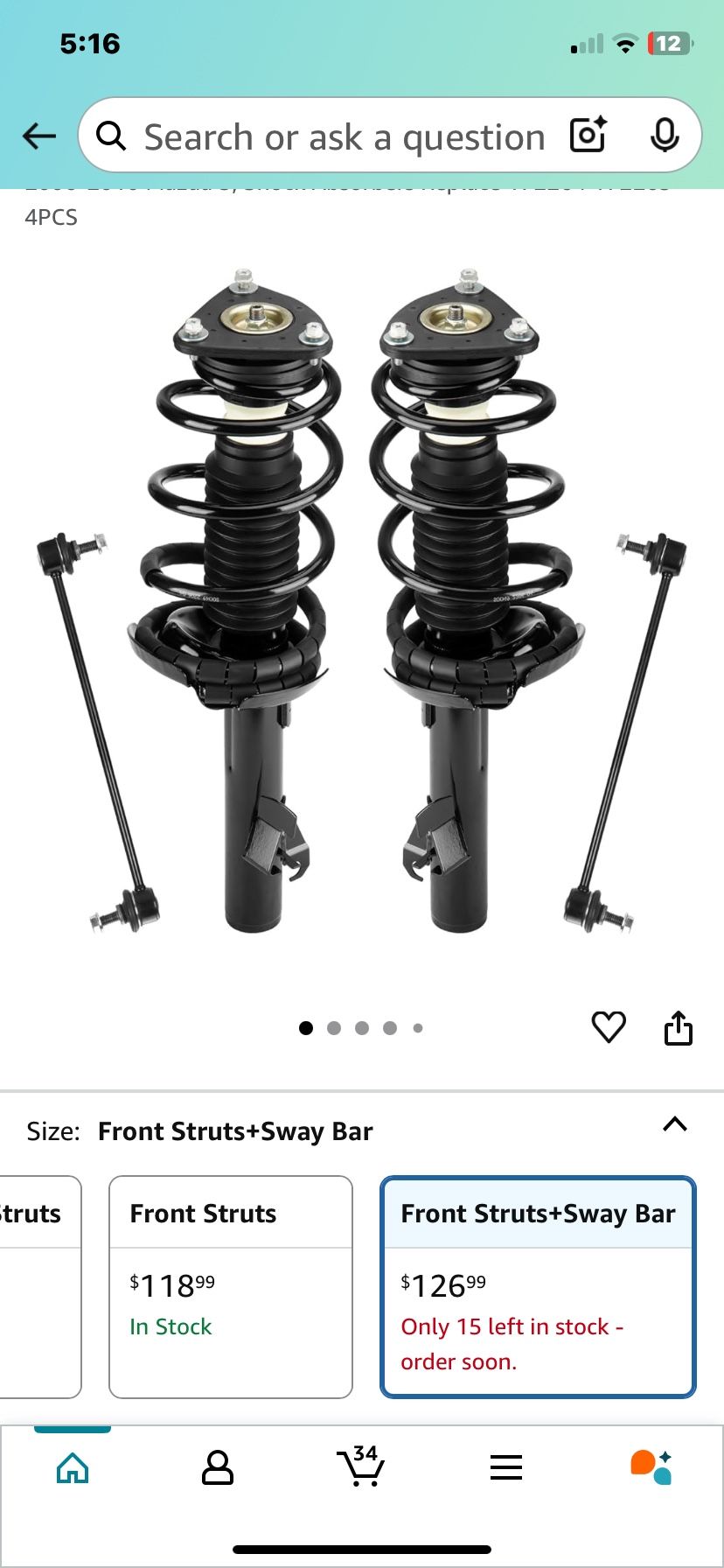 front struts and sway bar links