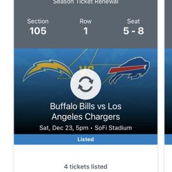Chargers Vs Bills *front Row + Parking*