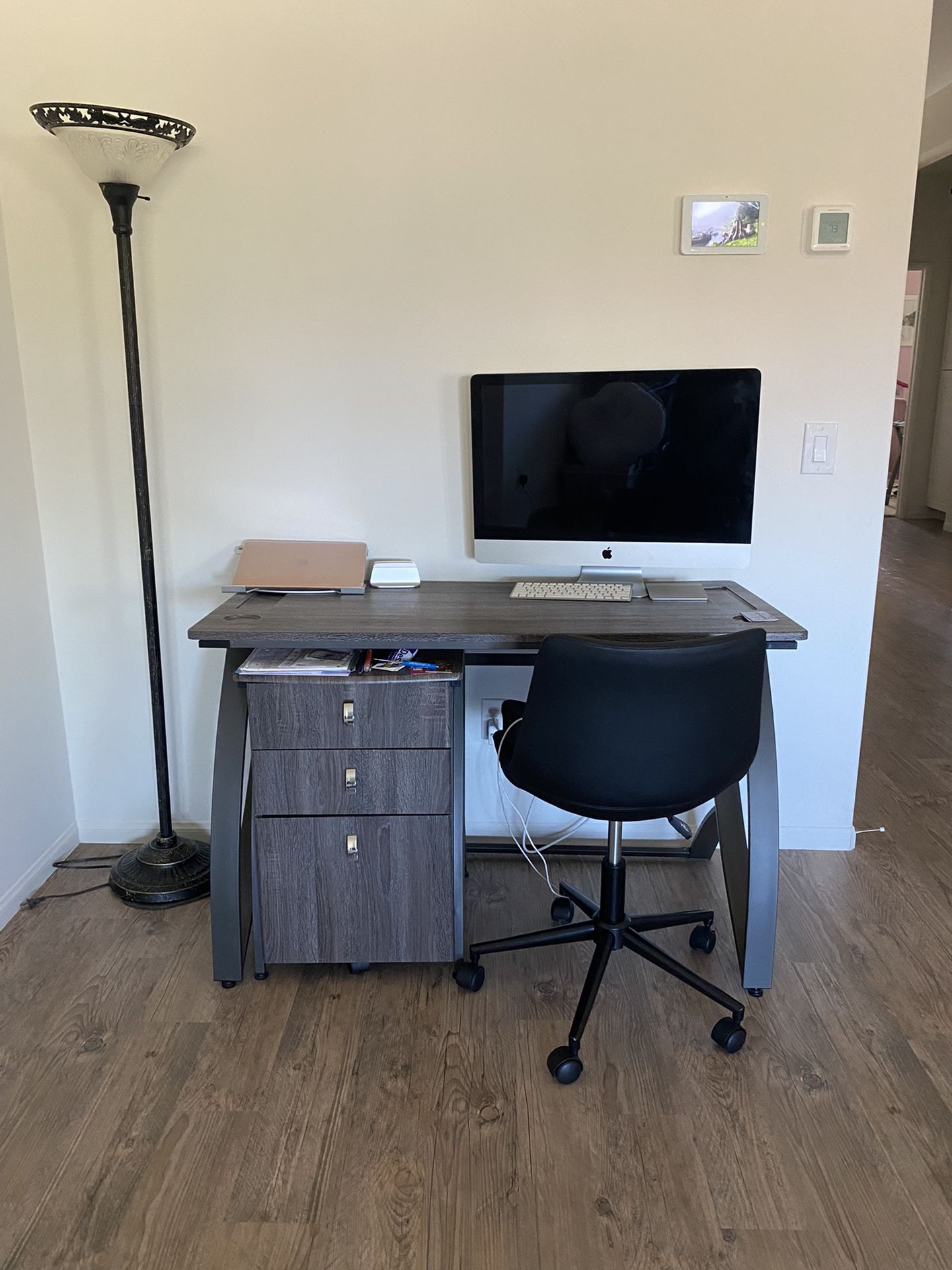 Desk With Storage, Chair, & Lamp