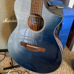 New 2023 Ibanez AEWC32FN Thinline Acoustic / Electric Guitar - Blue Flame Maple!