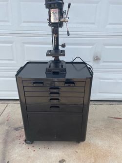 Vintage toolbox and electric drill